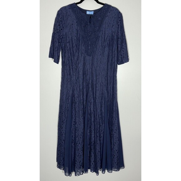 Koret Cottagecore Lace Midi Dress 18 Crochet Romantic Boho Modest 90s Vintage - Picture 2 of 13